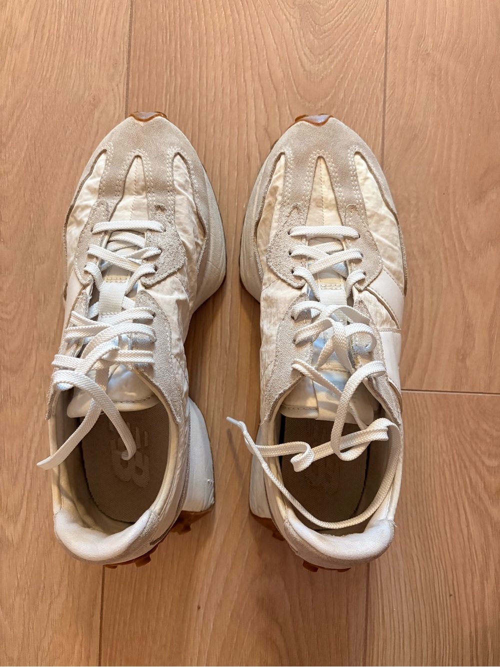 New Balance Women's Cream/Tan lace-up sneakers